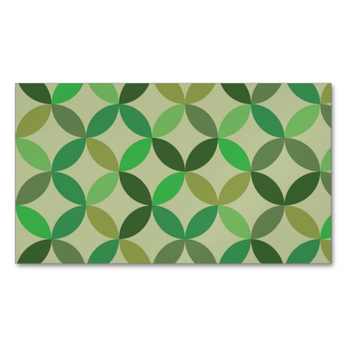 Green Mid century modern geometric   Business Card Magnet