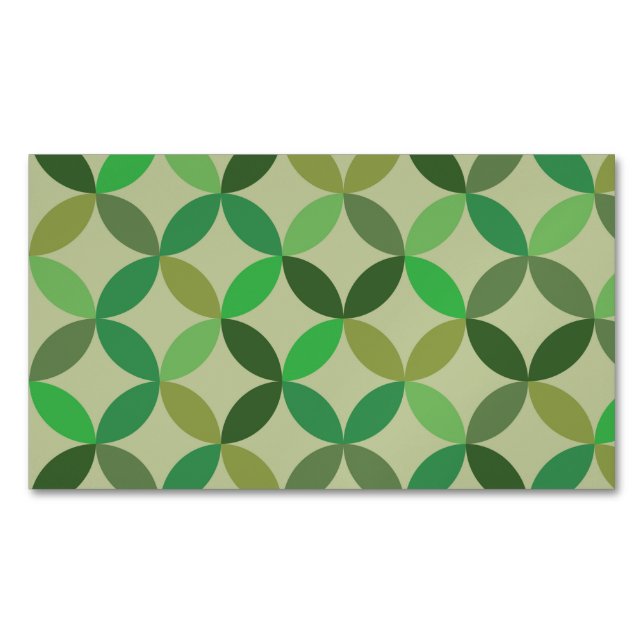 Green Mid century modern geometric   Business Card Magnet (Front)