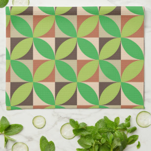  Green Mid Century Modern  Geometric pattern   Kitchen Towel