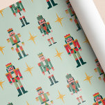 Green Midcentury Retro Nutcracker Christmas  Wrapping Paper<br><div class="desc">Add a touch of charm to your gifts with our unique Christmas wrapping paper! This wrapping paper features a pattern of nutcrackers in a charming midcentury art style against a light green background. Perfect for either the Christmas Season or a winter birthday.</div>