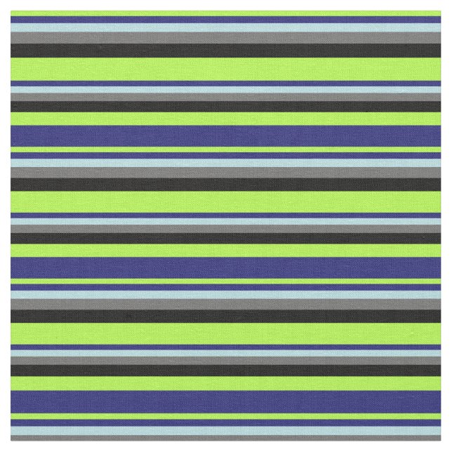 Green, Midnight Blue, Powder Blue, Gray & Black Fabric (Close Up)