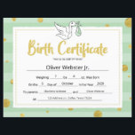 Green Milestone Certificate Baby Birth Certificate<br><div class="desc">No matter the size of the milestone, celebrate it as if it’s the biggest ever. Our Green Milestone Certificate Baby Birth Certificate Award was crafted with these sentiments. Show your new baby off to the world. Our Green Milestone Certificate Baby Birth Certificate Award is customizable so that you can make...</div>