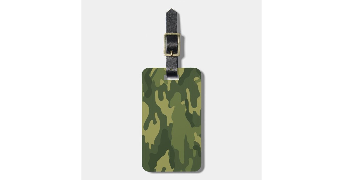 Green Military Camo Pattern with name and address Luggage Tag | Zazzle