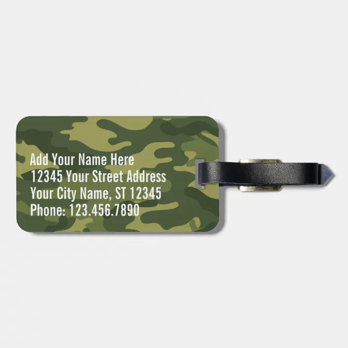 PATRIOTIC GREEN CAMO MILITARY STYLE PERSONALIZED ID TAG 
