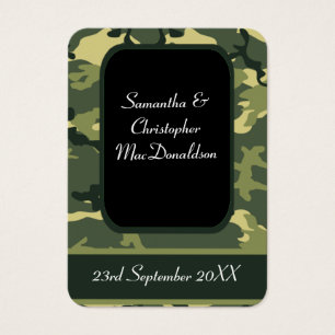 Green military camouflage favor thank you tag
