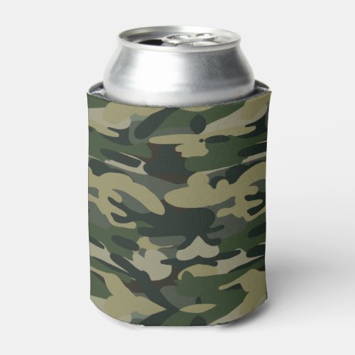 Green Military Camouflage Pattern Can Cooler