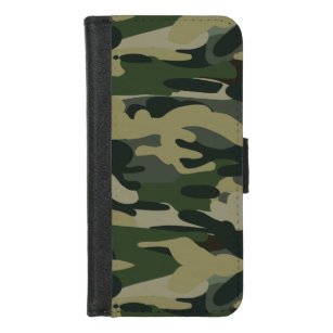 Green Military Camouflage Pattern iPhone 8/7 Wallet Case