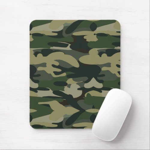 Green Military Camouflage Pattern Mouse Pad