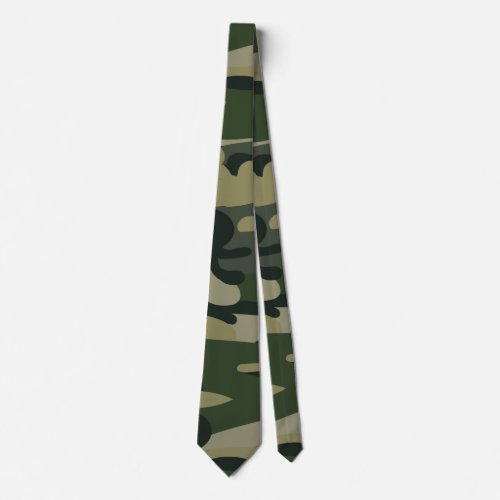 Green Military Camouflage Pattern Neck Tie