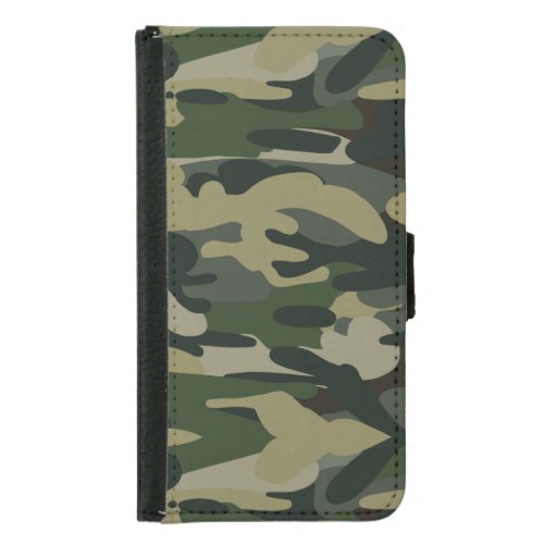 Green Military Camouflage Pattern Samsung Galaxy S5 Wallet Case