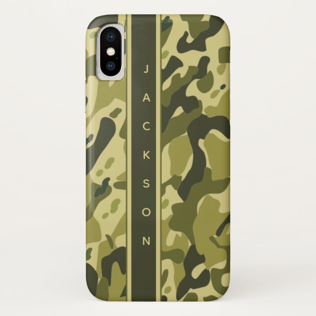 Green military camouflage pattern with name Case-Mate iPhone case (Back)