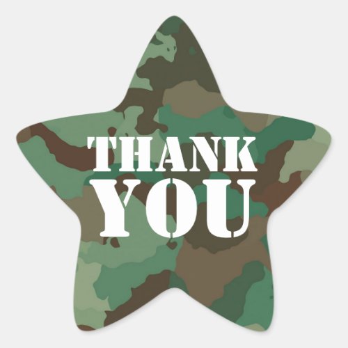 Green Military Camouflage Thank Star Envelope Seal