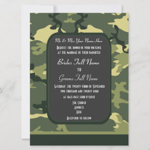 Green military camouflage wedding invitation