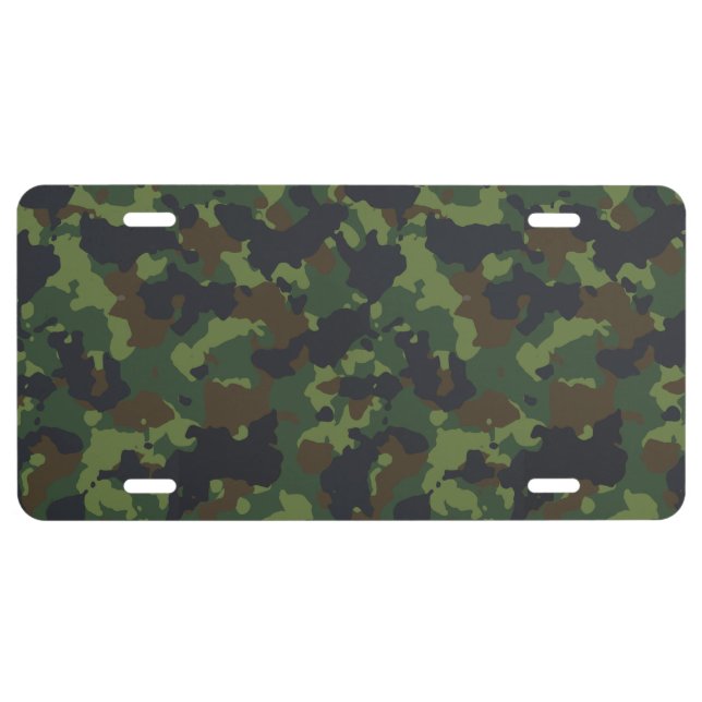 Green Military Forest Camouflage Camo License Plate (Front)