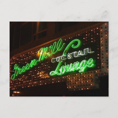 Green Mill Chicago Vintage Neon Sign Postcard