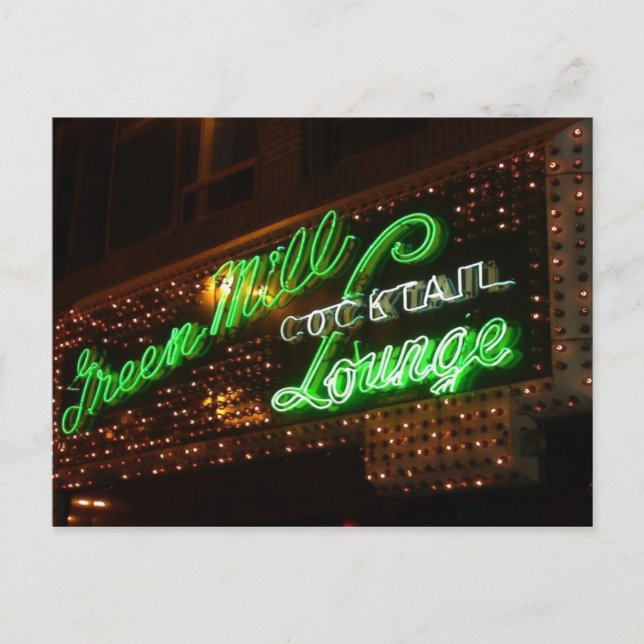 Green Mill, Chicago, Vintage Neon Sign Postcard (Front)