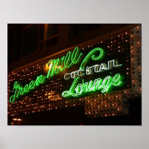 Green Mill Chicago Vintage Neon Sign Poster