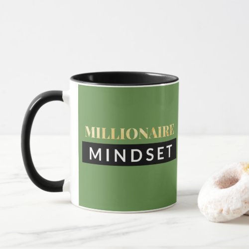 Green Millionaire Mindset Black  Gold Lettering Mug
