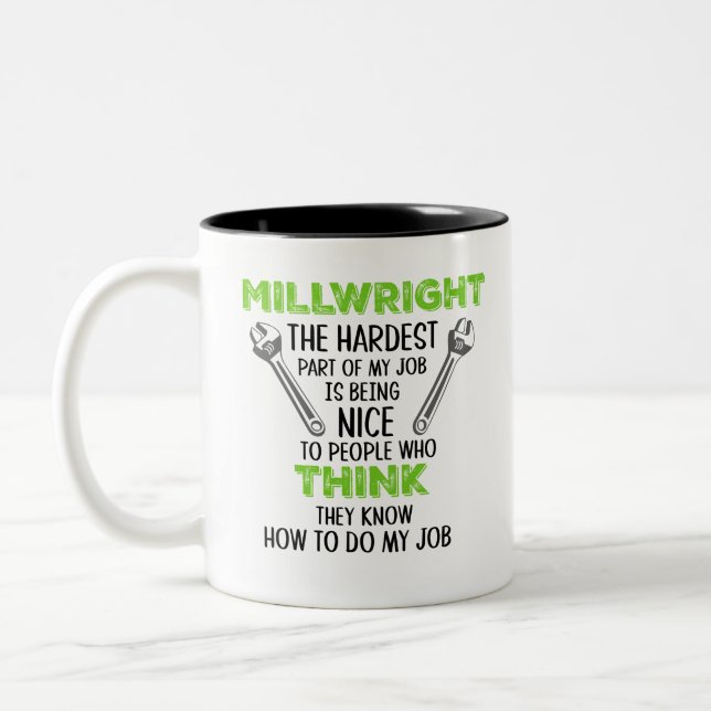 Green Millwright people think they can do my job Two-Tone Coffee Mug (Left)