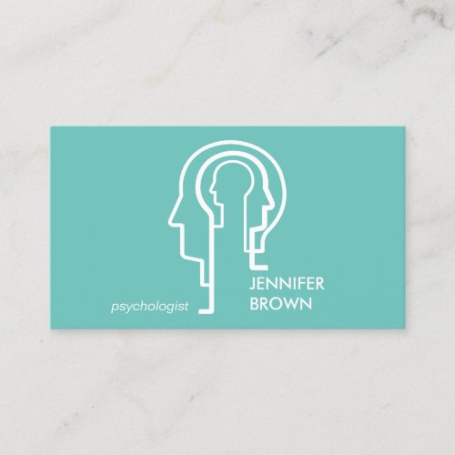 Green Mind Science Human Head Psychologist Business Card