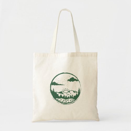 Green Minimal Landscape Tote Bag