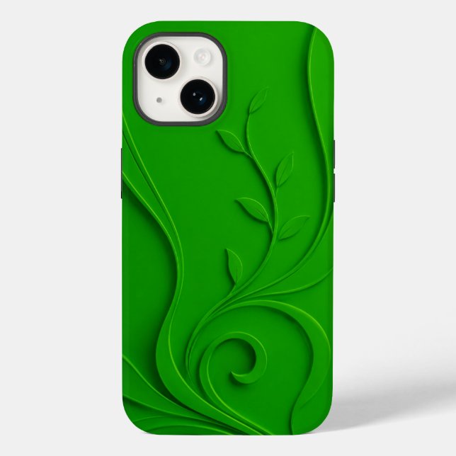 Green Minimal Leaf Design Case-Mate iPhone Case (Back)