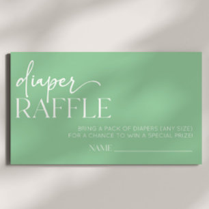 Green Minimal Minimalist Baby Shower Diaper Raffle Enclosure Card
