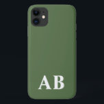 Green Minimal Modern Initial Monogram iPhone 11 Case<br><div class="desc">This stylish phone case design features a simple modern design in green & white. Make one of a kind phone case with custom initial and name. It will be a cool, unique gift for someone special or yourself. If you want to change the fonts or position, click the "Customize further"...</div>