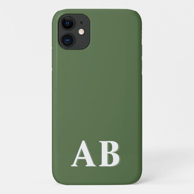 Green Minimal Modern Initial Monogram Case-Mate iPhone Case (Back)