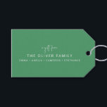 Green Minimal Personalized Gift From Family Name  Gift Tags<br><div class="desc">Minimalist Personalized A Gift From Family Name Gift Tags in Green</div>