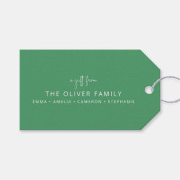 Green Minimal Personalized Gift From Family Name  Gift Tags