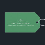 Green Minimal Personalized Gift From Family Name  Tags<br><div class="desc">Minimalist Personalized A Gift From Family Name Gift Tags in Green</div>