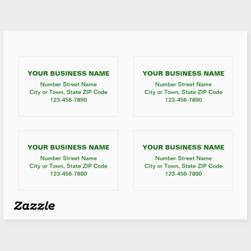 Green Minimal Plain Texts of Brand on White Rectangular Sticker