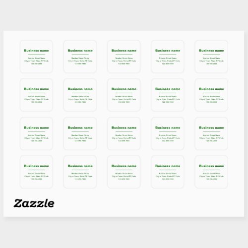 Green Minimal Plain Texts of Brand on White Square Sticker