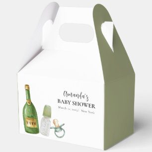 Green Minimal Poppin Champagne Bottles Baby Shower Favor Boxes