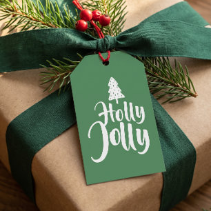 Green Minimal Script Holly Jolly To From Gift Tags