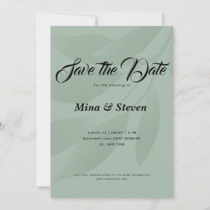 Green Minimalist bohemian botanical greenery Save The Date