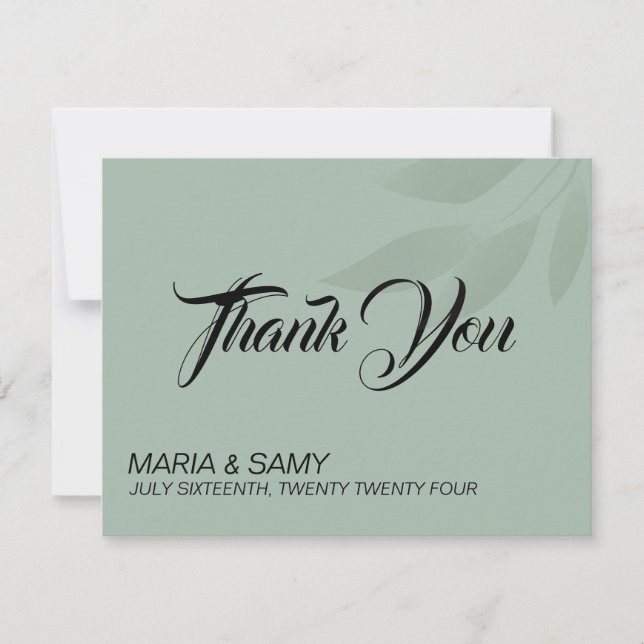 Green Minimalist bohemian Thank You wedding  (Front)