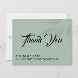 Green Minimalist bohemian Thank You wedding Card