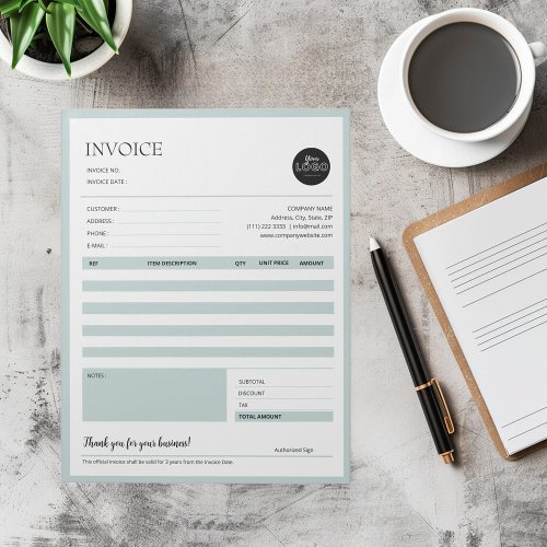 Green Minimalist Business Quotation Invoice Forms Notepad