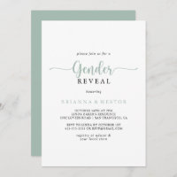 Green Minimalist Calligraphy Gender Reveal Party Invitation