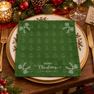 Green Minimalist Christmas Tree Cloth Napkin