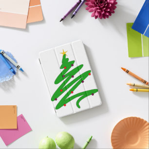Green Minimalist Christmas Tree Doodle iPad Mini Cover