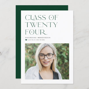 Green Minimalist Class of 2024 Photo Graduation Announcement