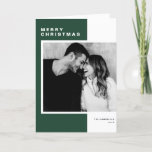Green Minimalist Color Block Merry Christmas Photo Holiday Card<br><div class="desc">Merry Christmas! Send Christmas greetings to family and friends with this modern holiday photo card. It features modern typography and green and white color block. Personalize by adding a photo,  holiday greeting,  names and year. This modern photo Christmas card is available in other colors and cardstock.</div>