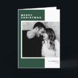 Green Minimalist Color Block Merry Christmas Photo Holiday Card<br><div class="desc">Merry Christmas! Send Christmas greetings to family and friends with this modern holiday photo card. It features modern typography and green and white color block. Personalize by adding a photo,  holiday greeting,  names and year. This modern photo Christmas card is available in other colors and cardstock.</div>