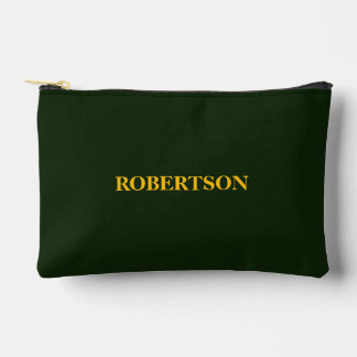 Green minimalist custom name accessory pouch