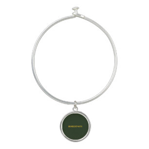 Green minimalist custom name bangle bracelet