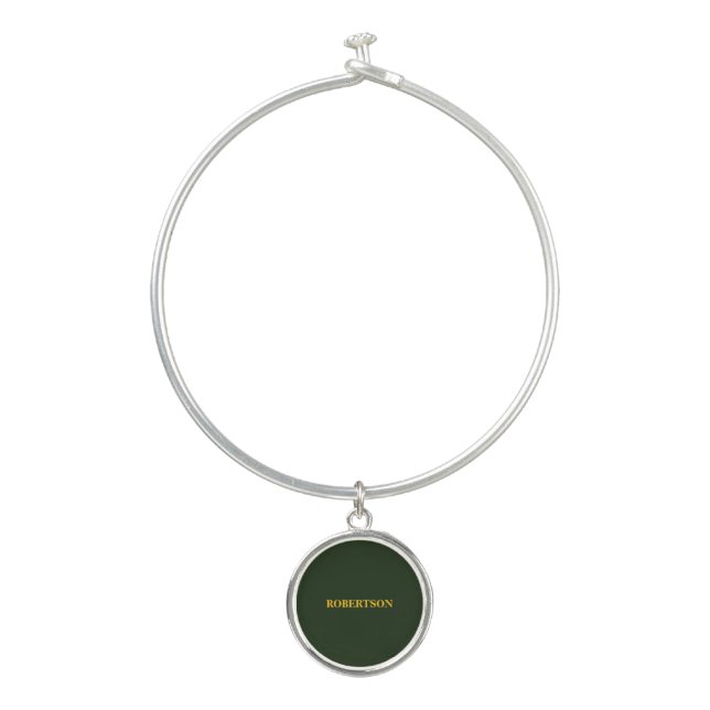 Green minimalist custom name  bangle bracelet (Front)