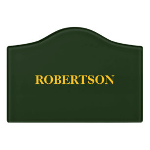 Green minimalist custom name  door sign